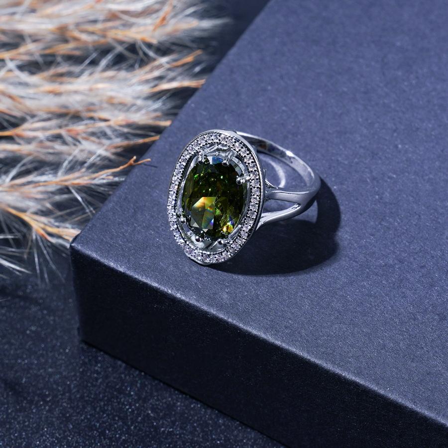 Vintage-Inspired Luxury Olive Green Zircon Jewelry Set - Includes Bracelet, Earrings, Necklace & Ring | Perfect For Weddings