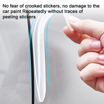 4Pcs Car Door Edge Anti-collision Protector Bar Stickers Silicone Car Side Protection Guards Rear View Mirror Cover Protection S