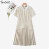 ZANZEA Women Casual Doll Collar Summer Short Sleeve Dress