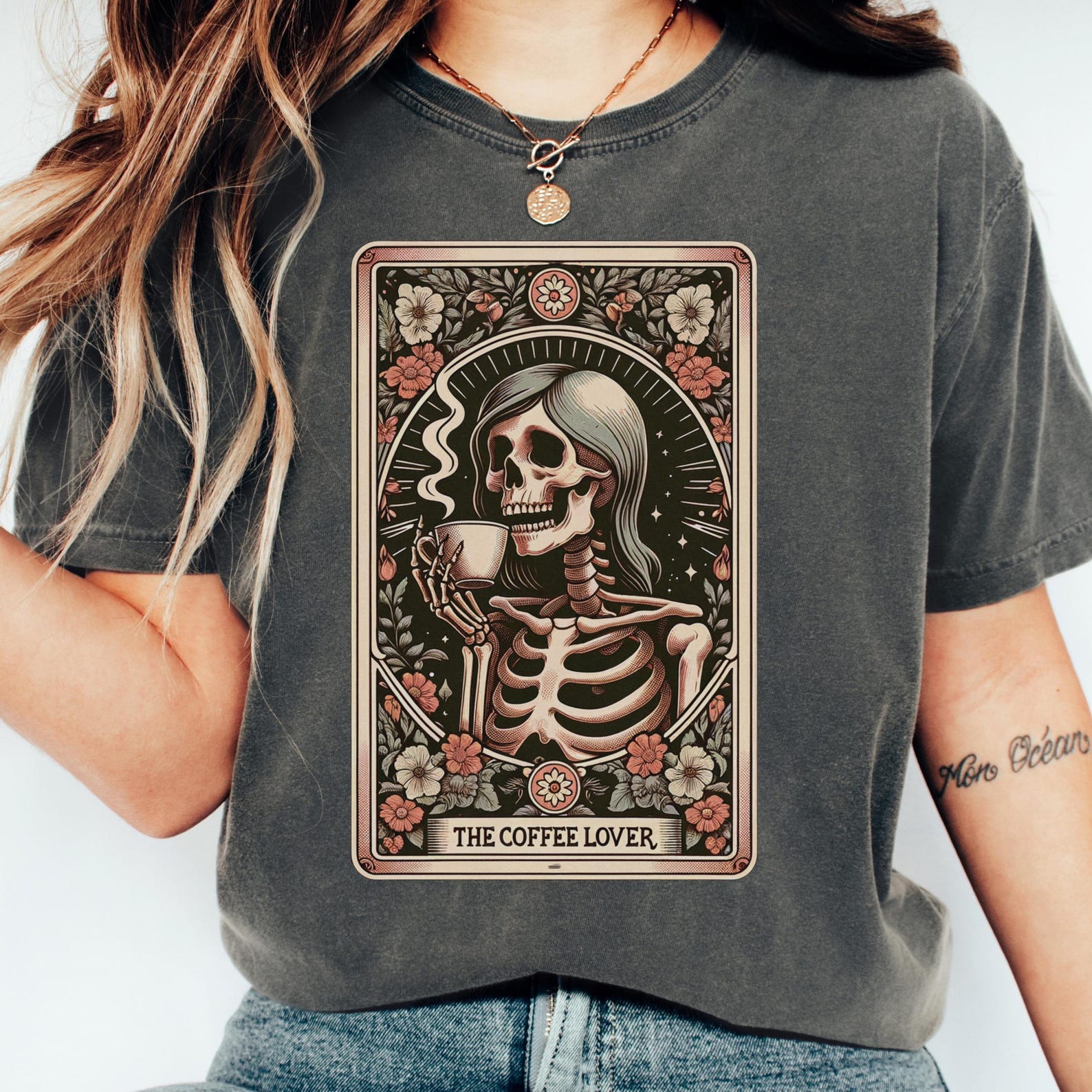 Comfort Colors Coffee Tarot Card Shirt: Unisex Coffee Lover Tee M