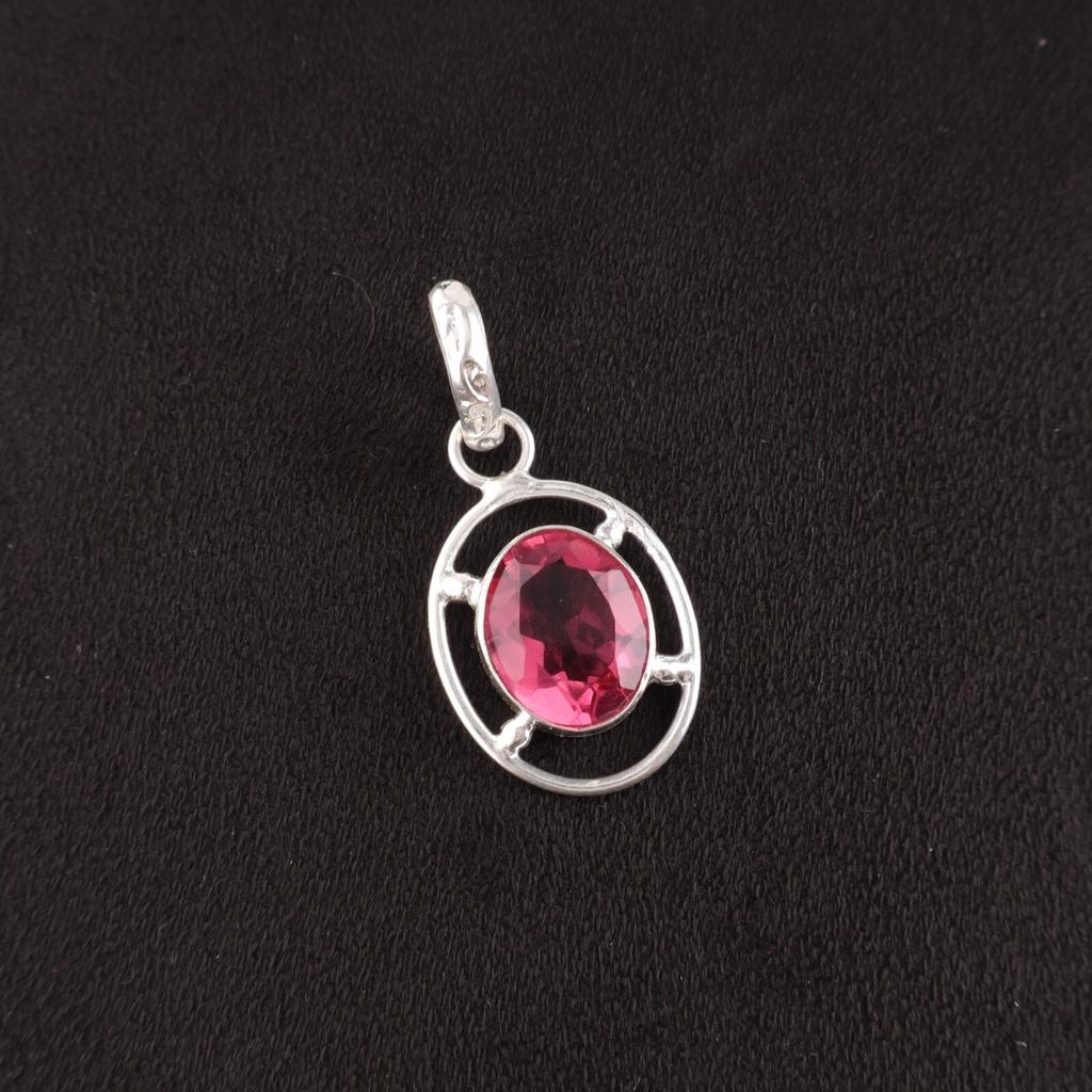 Pink Tourmaline Gemstone 925 Sterling Silver Jewelry Pendant For Birthday Gift PP-6-18