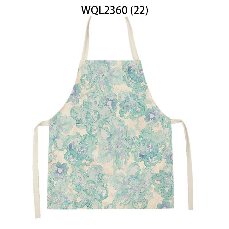 Flowers Pattern Kitchen Sleeveless Aprons Linen Bib Household Men Women Antifouling Clean Cooking Baking Waist Bib
