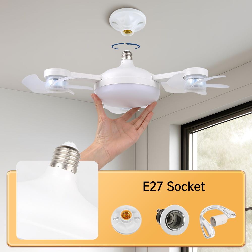LED Ceiling Fan Light 60W Dimming Silent Motor 3 Strong Wind E27 Modern Electric Drone Integrated Pendant Fan Lamp for Bedroom