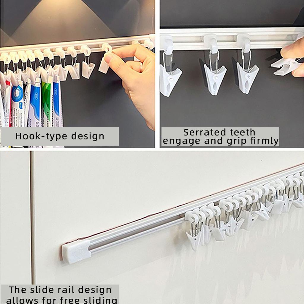 Hanging Ointment Storage Rack Space Saving Hook Slide Rail Storage Clips Bathroom Kitchen Organizing Shelf Holder