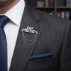Zinc Zinc Alloy Suit Collar Pin Tassel Chain Suit Lapel Pin Chinese Dragon Tassel Brooch  Ceremony Banquet