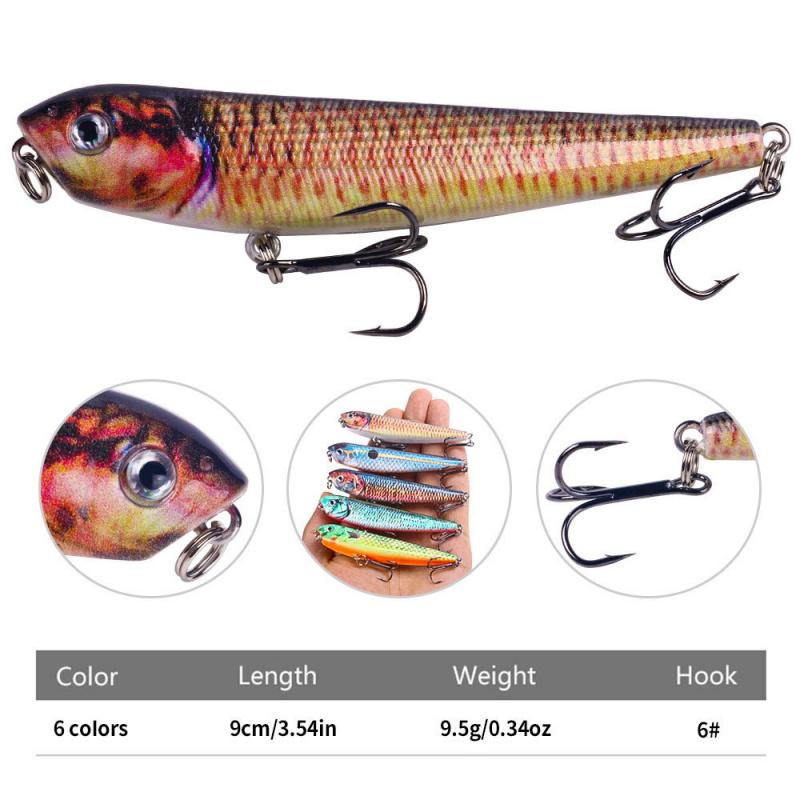 3DPrint6No. Micro Floating Pencil Lure Set9cm9.6gBass Fish Topmouth Culter All-in-One Air Force Hard Bait Lure