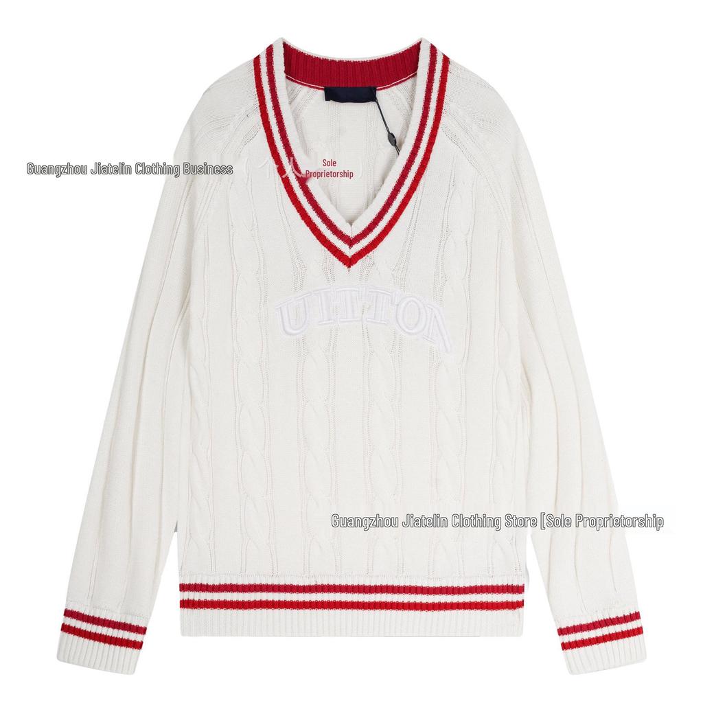 Correct Version LV Plaid Knit Sweater: Unisex Fashionable Loose Pullover