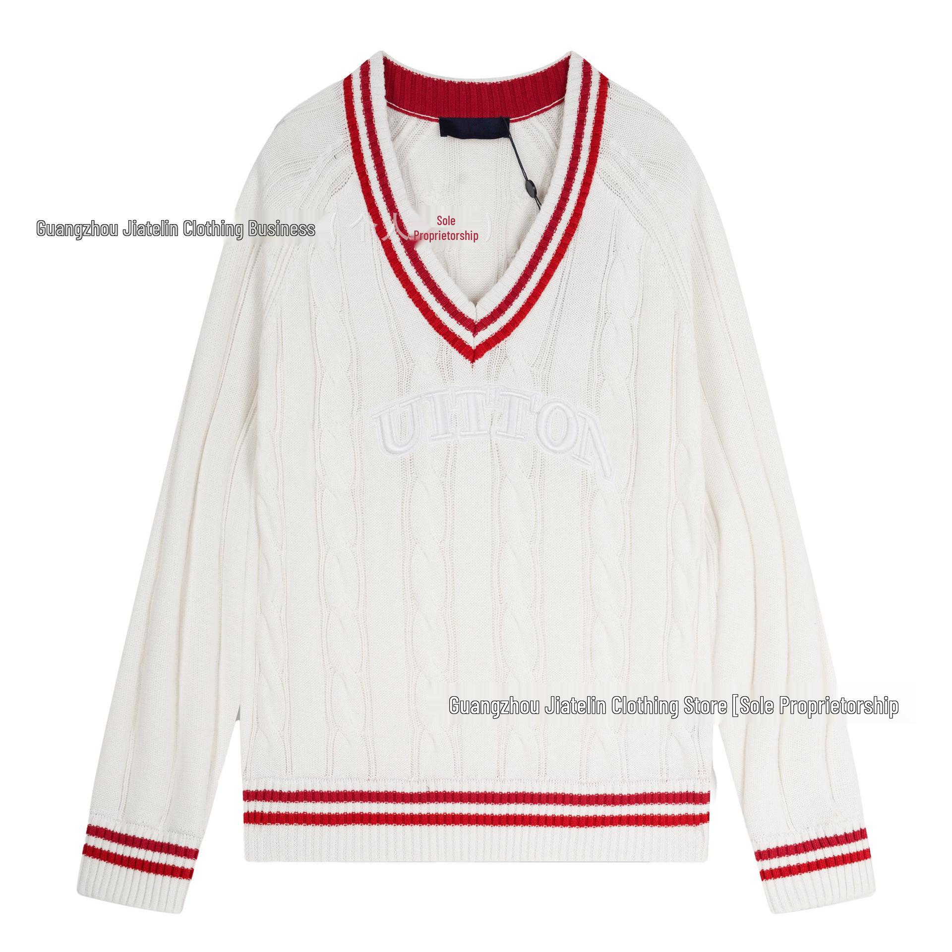 Правильная версия Вязаный свитер в клетку LV: Модный свободный пуловер унисекс Small