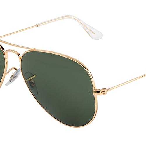 Ray Ban Aviator Frame Metal Sunglasses with Gold Frame and Green Lenses Unisex