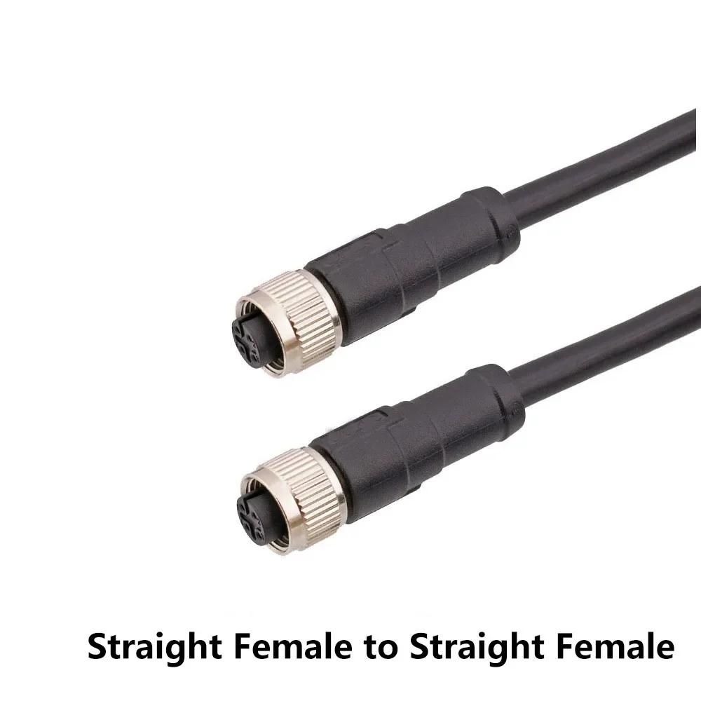 M12 4Pin 5Pin 8Pin 12Pin Double Plug 1M 2M 3M PUR PVC Shield Wire Sensor Connector Straight Angle Male Female Plug Adapter