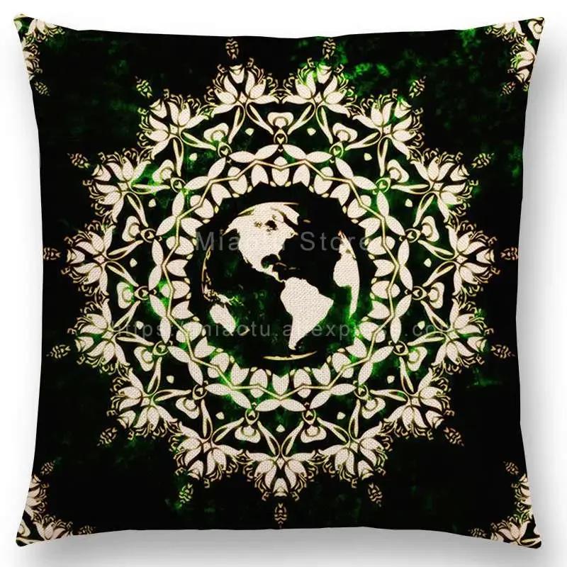 New Dreamy Emerald Spirit Flower Pillow Case Soul Mandala Elegant Flourish Floral Pattern Design Prints Retro Cushion Cover