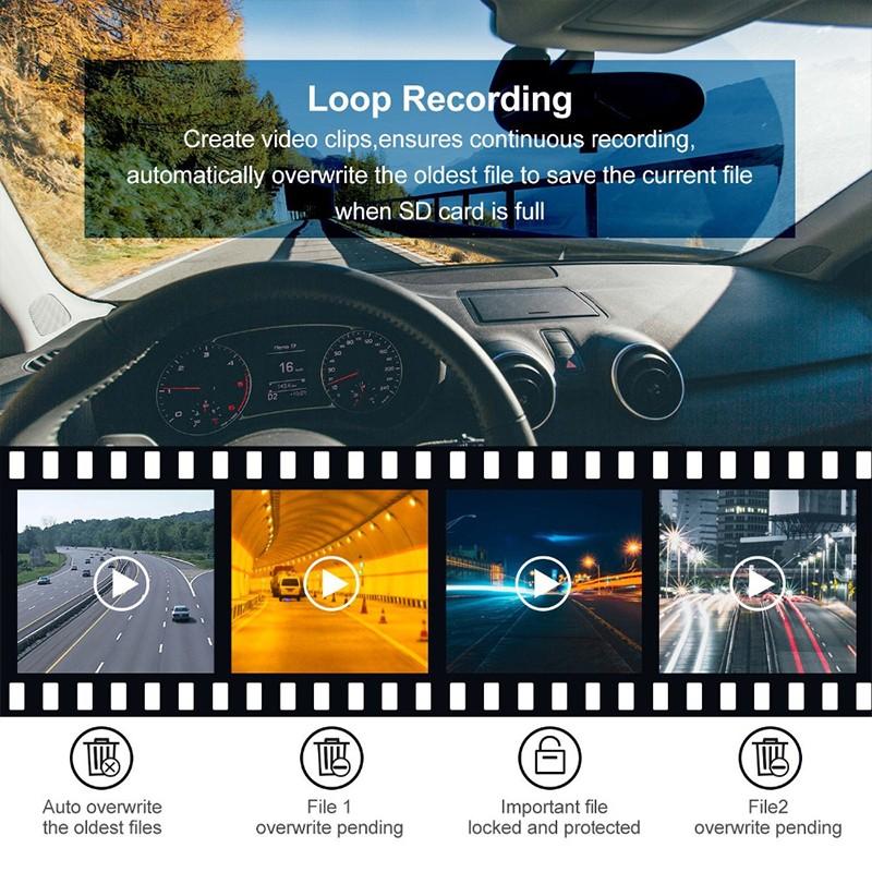 4.0 İnç 1080P Sürüş Kaydedici Full HD Gece Görüş Hareket Dedektörü Video Kamera Su Geçirmez Kamera Park Modu Çarpışma Algılama Özellikli Araba DVR'ı