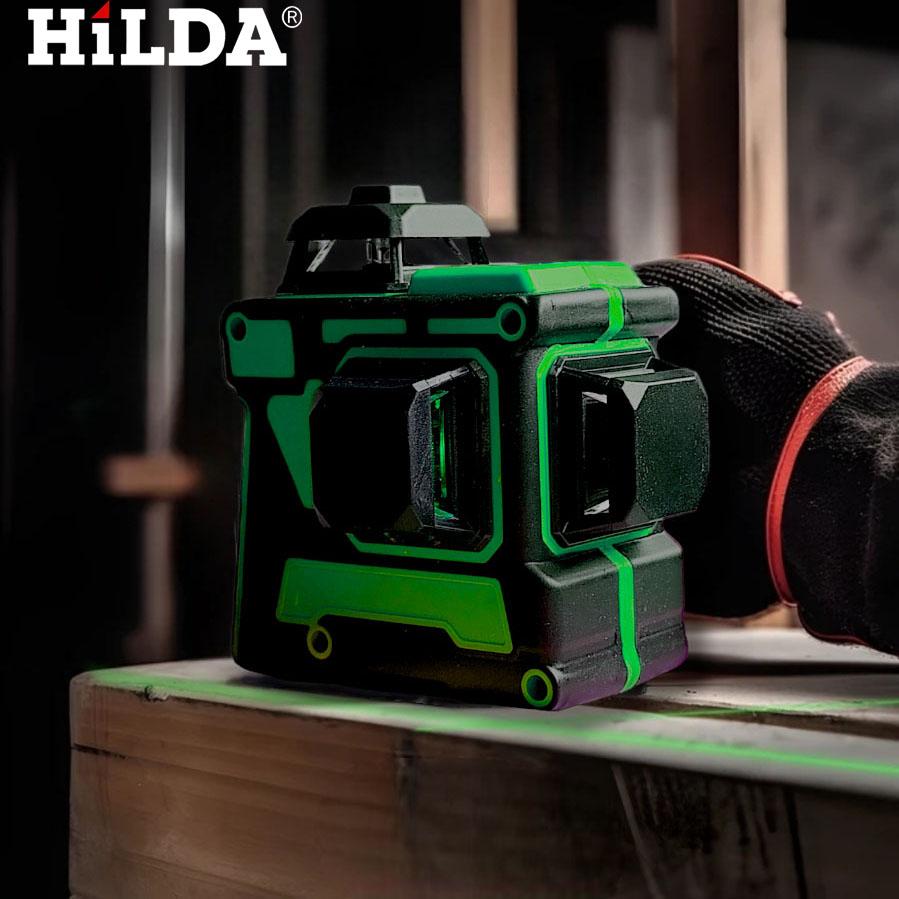 Poziomica Laserowa Hilda 3D Pro 360 Płaszczyznowa Laser Krzyżowy Zielony