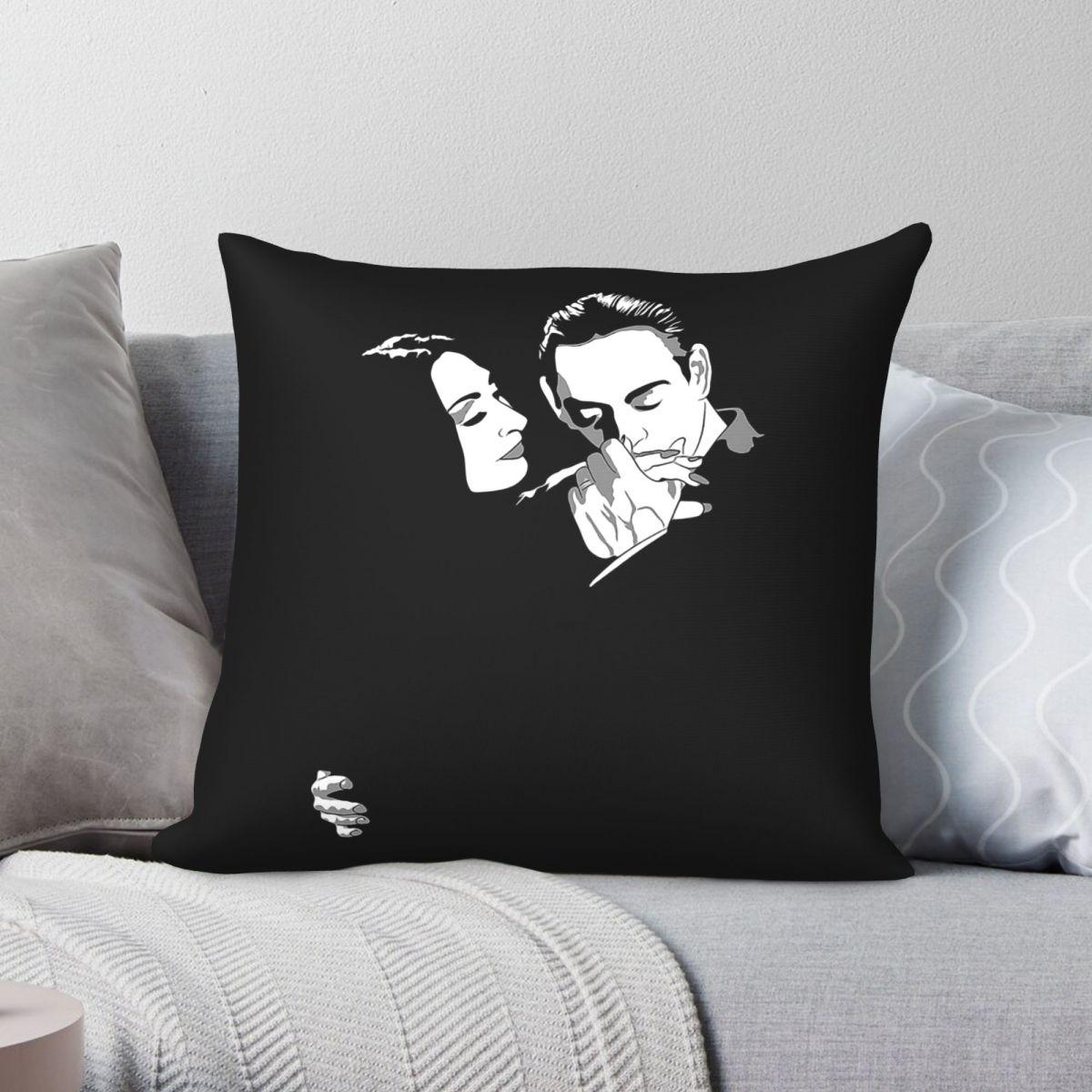 Exquisite Ornaments Unisex Gomez And Morticia Pillowcase Polyester Linen Velvet Creative Zip Decor Room Cushion Cover 18