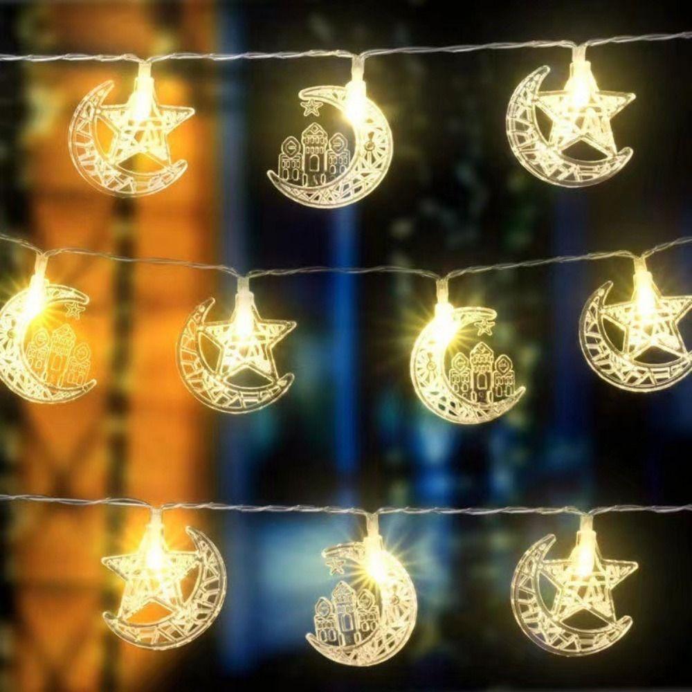 1.5 M EID Mubarak String Lights 10 LED Battery Operated Islamic Muslim Light String Decorative Moon Star Castle Lantern