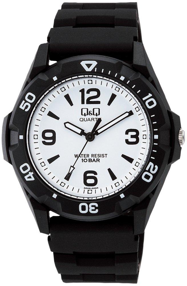 

Citizen Q&Q VR44-002 Men s Wristwatch, Analog Waterproof, Urethane Strap, White, multicolor (black / white), watch