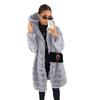 European American Womens Winter Coat Slim Medium Long Fur Jacket Simple Design