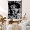 Singer Kpop Kkim Ttae Hhyung V Cartoon Tapestry Art Science Fiction Room Home Decor Wall Hanging Home Decor