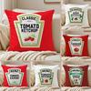 Funny K-ketchup Label Cushion Cover Silky Short Plush Sofa Pillow Cover Hidden Zipper Soft Dustproof Case for Home Decor