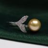 Adjustable Mermaid Ring with Near Round Freshwater Pearl - Strong Luster, Light Luxury, Versatile, Fashionable Jewelry.