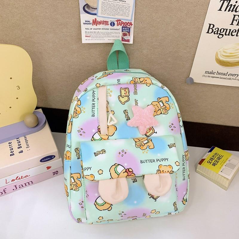 

Cute Rabbit Ears Boys And Girls Backpack Cartoon Animation Bear Print Baby Schoolbag Children S Backpack Tide зелений