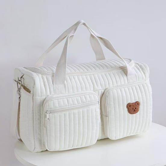 Bolsa de Fraldas Acolchoada Leve Grande Capacidade Padrão de Urso Bolsa para Mamãe com Alças de Ombro Acolchoadas Alça Superior Organizador Espaçoso