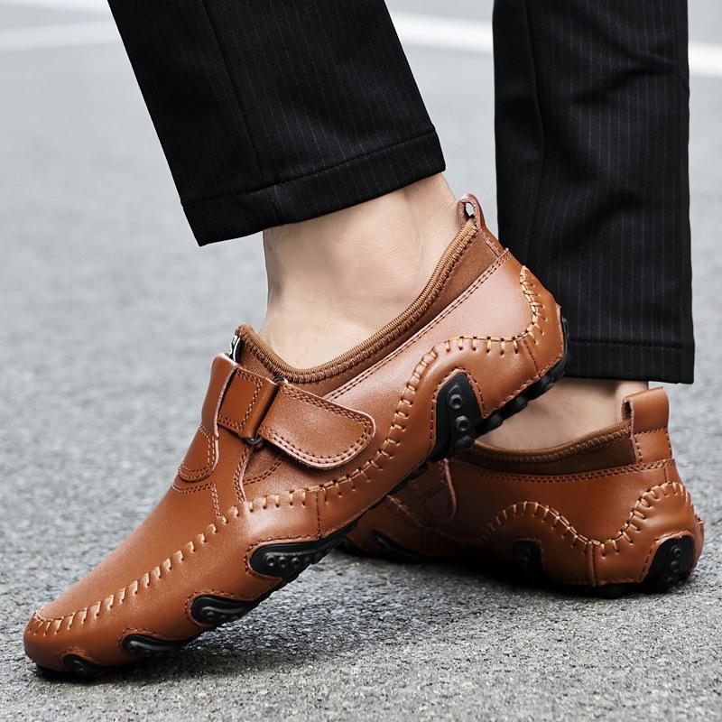 Spring and Autumn New Plus Size British Wind Shoes Men's Genuine Leather Breathable Casual Leather Shoes Soft Bottom Driving Shoes Loafers