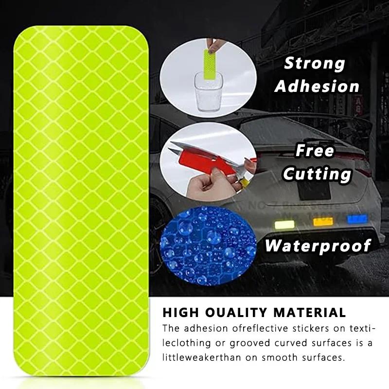 Car Wheel Hub Reflective Stripes Door Safety Opening Warning Sticker Tape Auto Rear Warning Reflective Tape Car Accessories