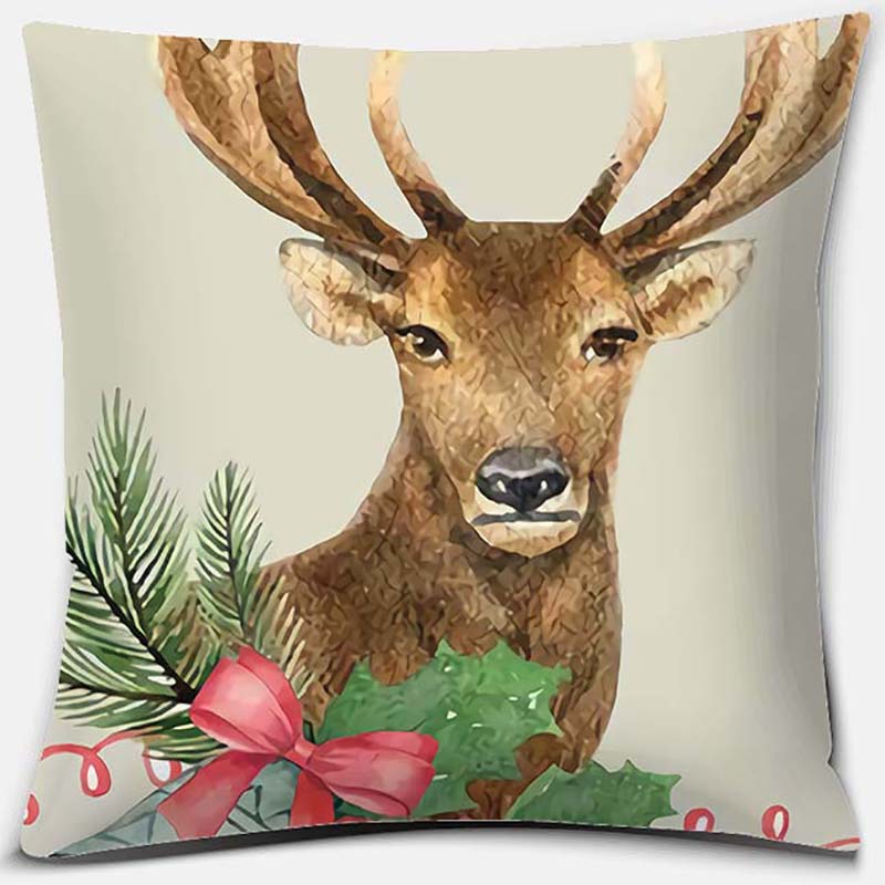 Christmas Deer Pattern Pillowcase Square Pillowcase Home Office Decoration Pillowcase