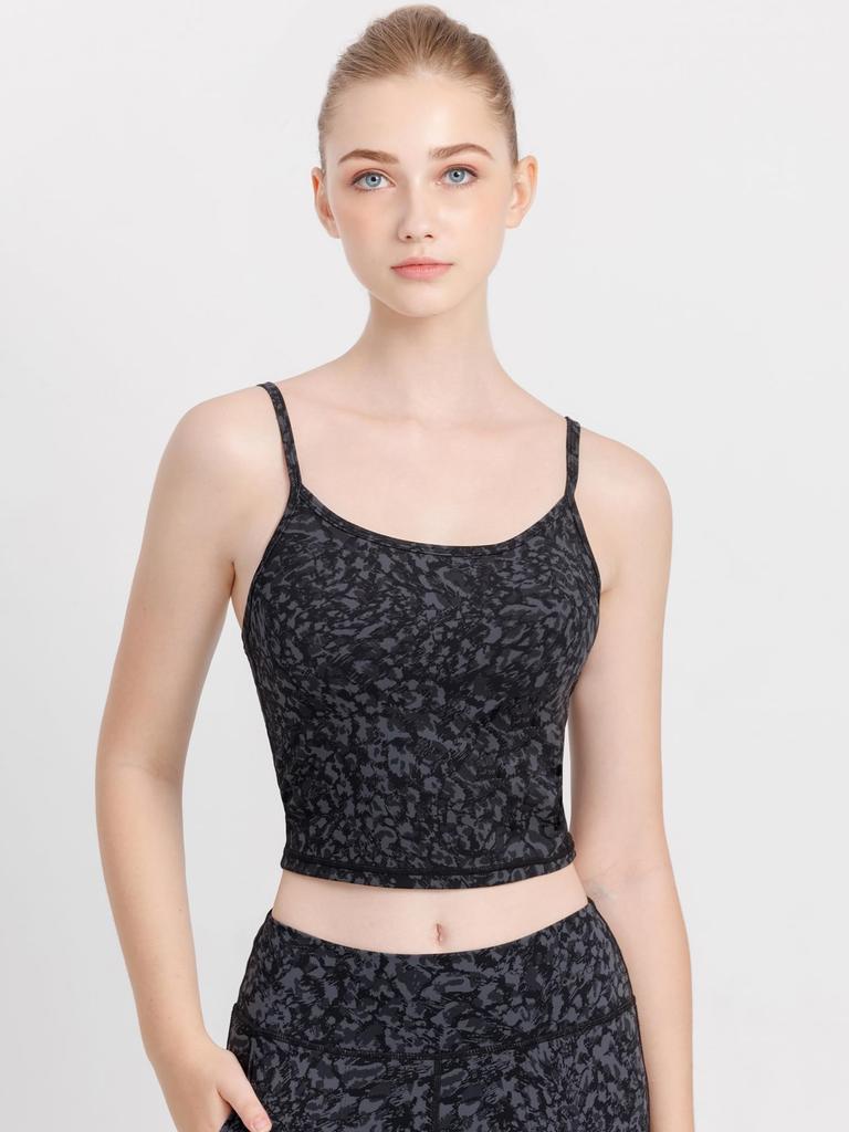 Loopa Daily Cropped Camisole with Yoga Hot Bra Top Leopard Size L Cups, Wear, Yoga, Fitness, / Gray,