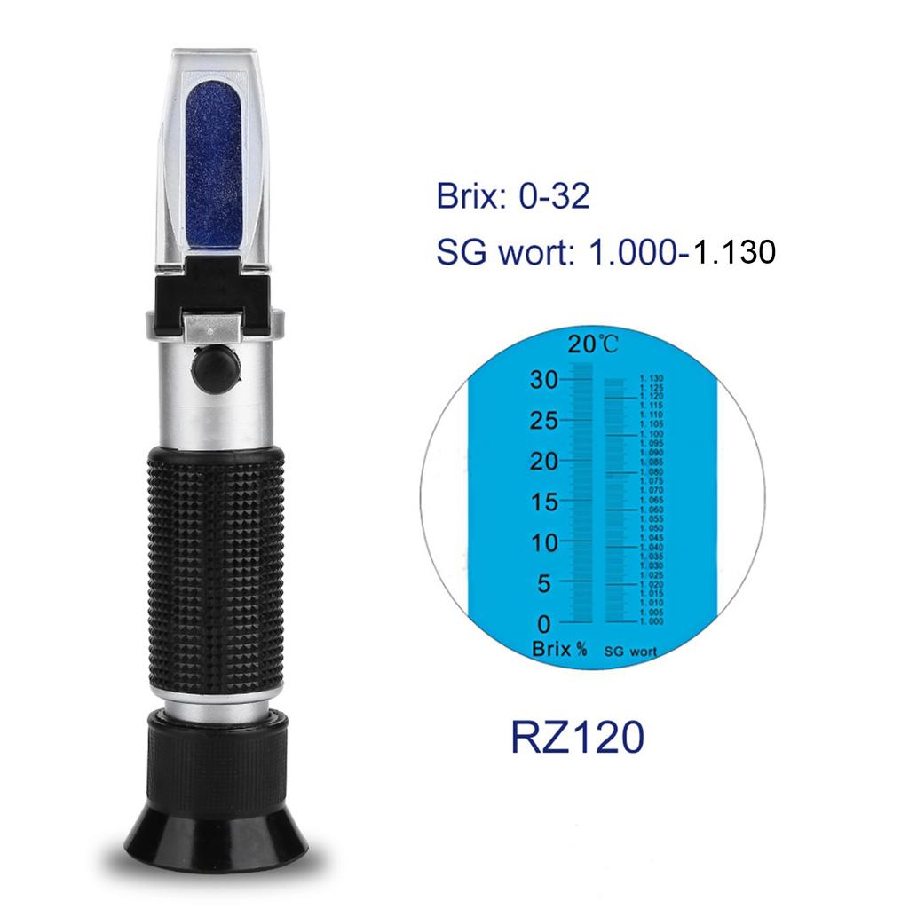 RZ120 Handheld Brix Refractometer Sugar Tester for Beer Wine Fruit Juice 0 32percent  ATC