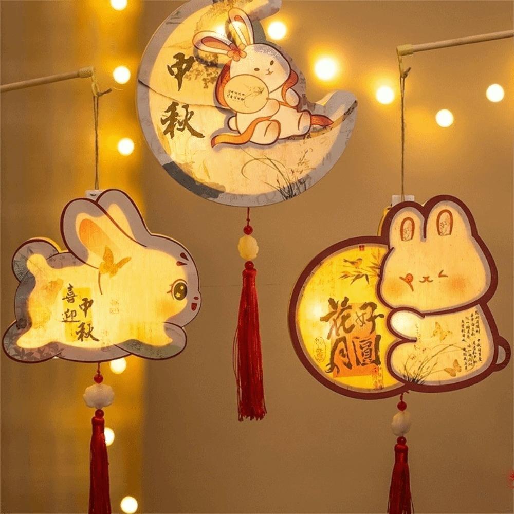 Chinese Style Children's Rabbit Lantern Handmade Bunny Handmade Lamp Mid-Autumn Festival Lamp Gift