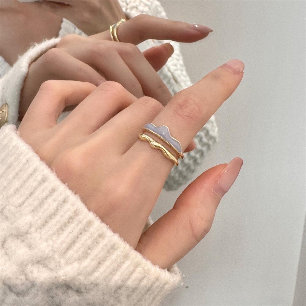 Color Enamel Fritillary Butterfly Ring Women's Open Index Finger Ring New Products