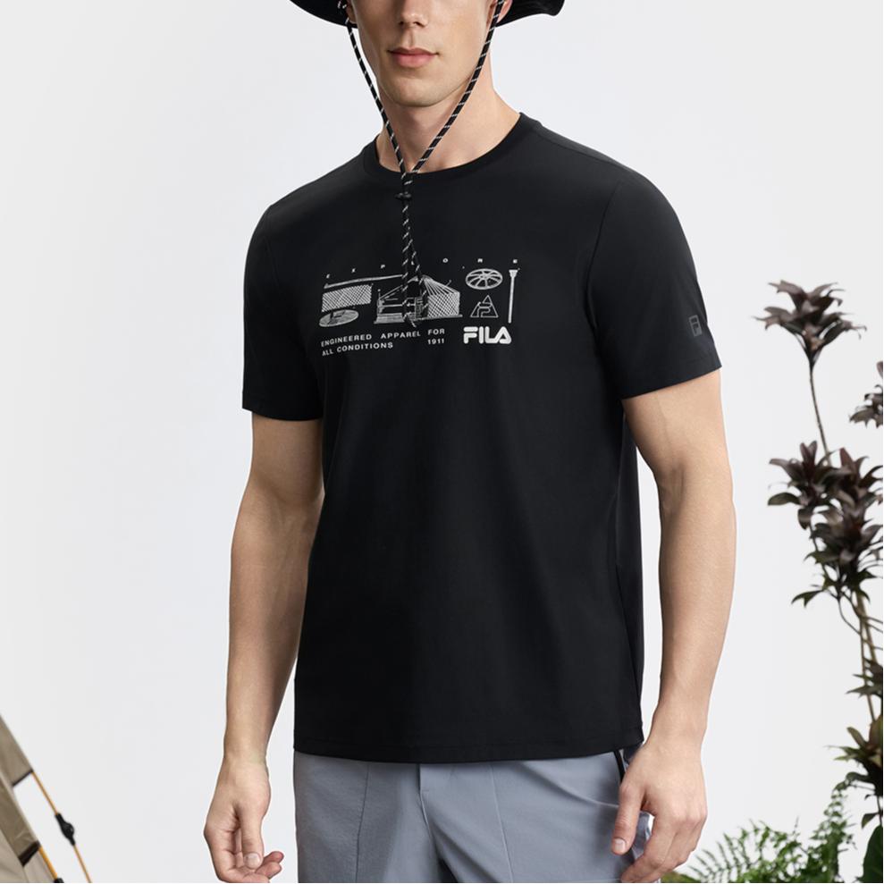 Fila Soft And Comfortable Short Sleeve T-Shirt Men Tops A11M527125F-BK