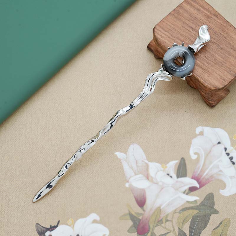 Metalowe zapinki bezpieczeństwa w stylu chińskim patyczki do włosów dla kobiet vintage kolor srebrny Hanfu patyczki do włosów ozdoby do włosów