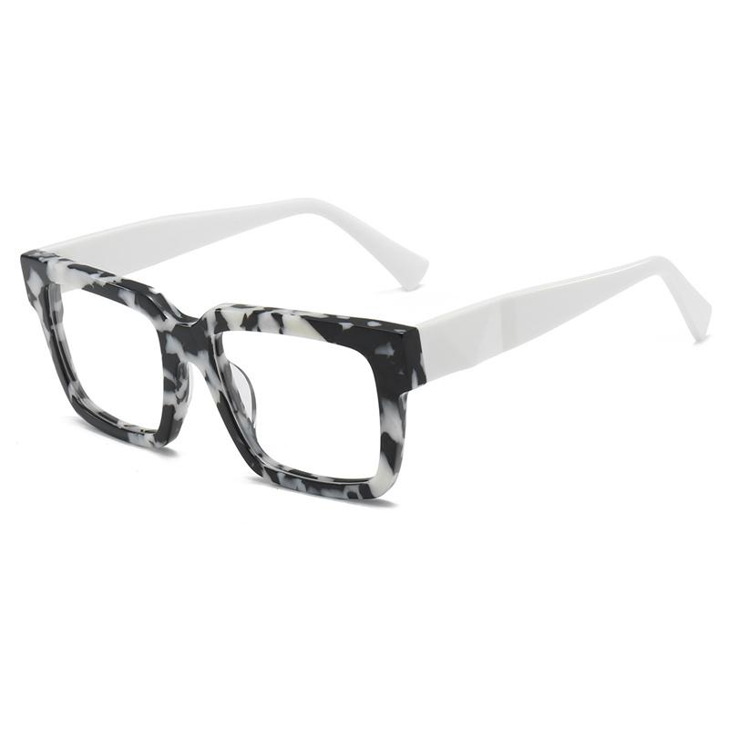 

New Acetate Square Leopard Frame Photochromic Anti Blue Ray Women Sunglasses Presbyopic Short Men Prescription Reading Glasses Single Version&1.56&Anti Blue Ray чорний білий колір