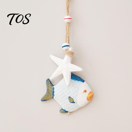 Decorative Nautical Theme Piece Mediterranean Wall Hanging Decor, Handcrafted Wooden Ocean Style Ornaments, Pendants with Rustic Art Cotton