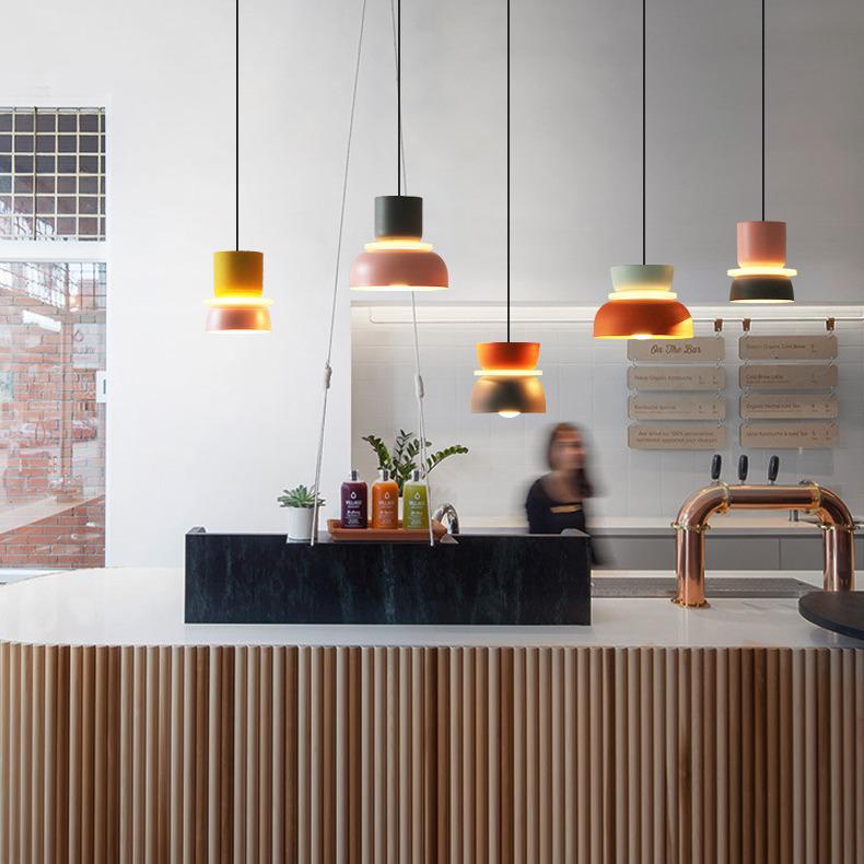 Nordic Macaron Halo Pendant Lamp - Modern Warm Lighting for Restaurants, Bars, and Bedrooms