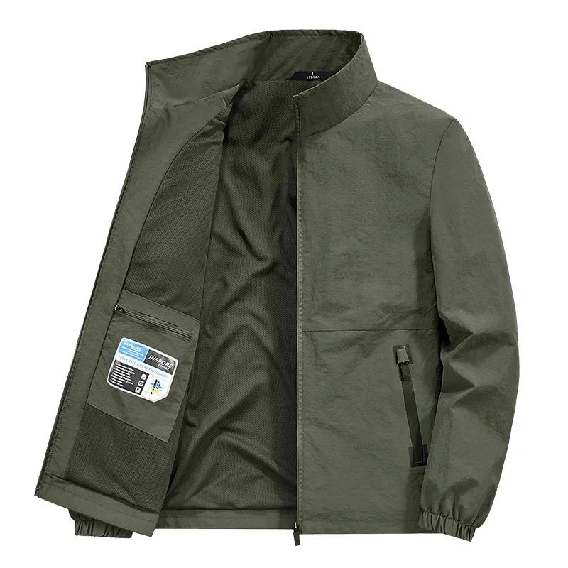 Casual Loose Fit Men's Jacket Spring Autumn Stand Collar Big Size Coat Comfortable Lightweight Business Style