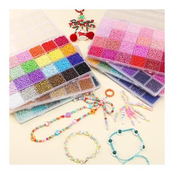Glass Beads, Transparent Core, Bead Kit, Round Seed Beads, Accessory Kit, DIY Supplies, Crafts, Jewelry, Handmade Materials, Approximately 5,200