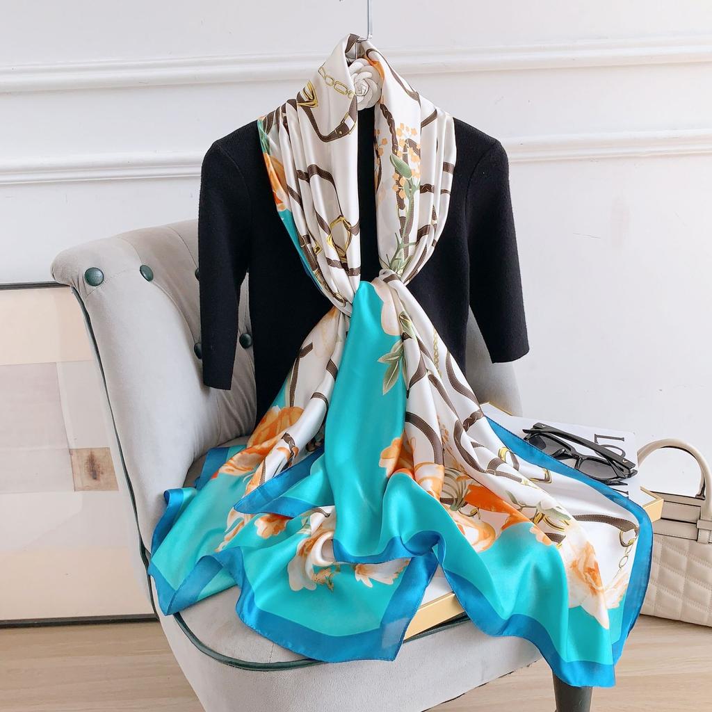New Four Seasons Available New Silk Large Size Thin Outer Wear Neck Protection Scarf Sunscreen Warm Beach Towel For Women
