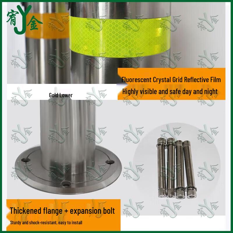 Reflective Stainless Steel Parking Barrier Warning Post