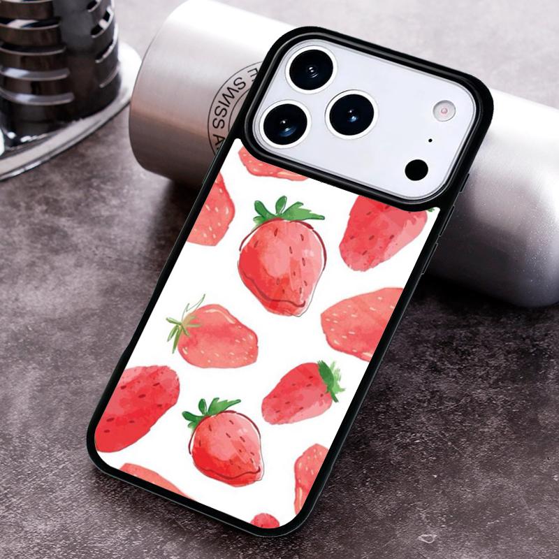 Rosa Kirschen Kirsch Erdbeer Handyhülle für iPhone 17 16 15 Pro Max Air 14 13 12 11 Plus Stoßfeste Capa Abdeckung