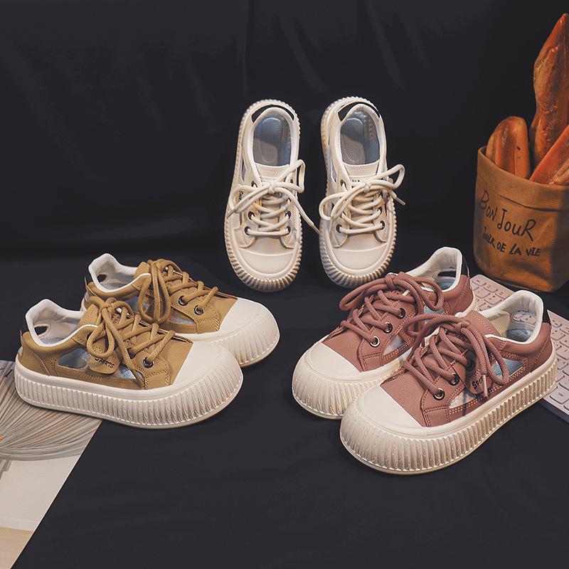 Keks Weiße Schuhe Damen Neue Sommer Dünne Low-Top Schuhe Innen Passend Passender Rock Lässig Super Heiß Plateau Schuhe