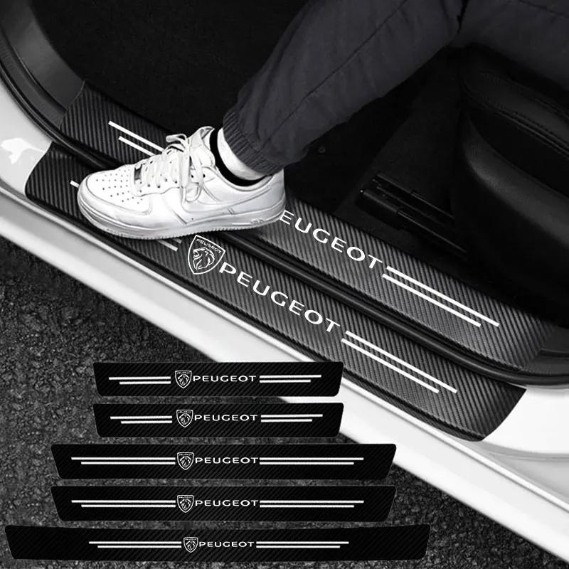 Autopříslušenství Chránič prahu dveří auta Dekorace nášlapného pedálu Kožené samolepky Pro Nové Peugeot 206 208 207 3008 308 2008 107