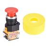 Emergency Stop Push Button Switch Mounting Latch 1NO 1NC 22mm 65mm Yellow Warning Circle Included