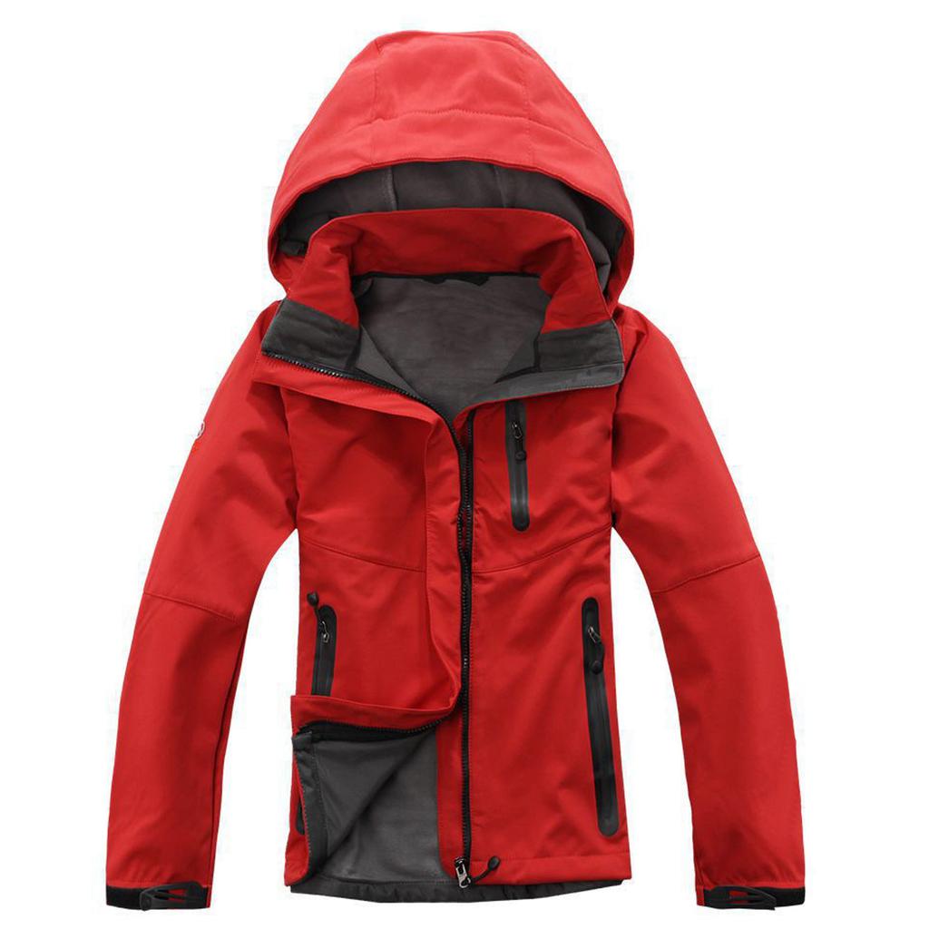 Sports & Outdoors Women Solid Color Waterproof Hooded Jackets Zip Climbing Coat