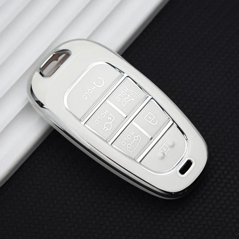 4/5/6/7/8 Düğmeli TPU Araba Uzaktan Kumanda Anahtar Kılıfı Kabuk Fob Hyundai Santa Fe Hibrit Nexo Nx4 Sonata Tucson İçin Koruyucu