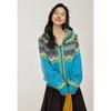 VICTORIA&VERA Women's Fair Isle Color Block Hooded Zipper Knit Sweater