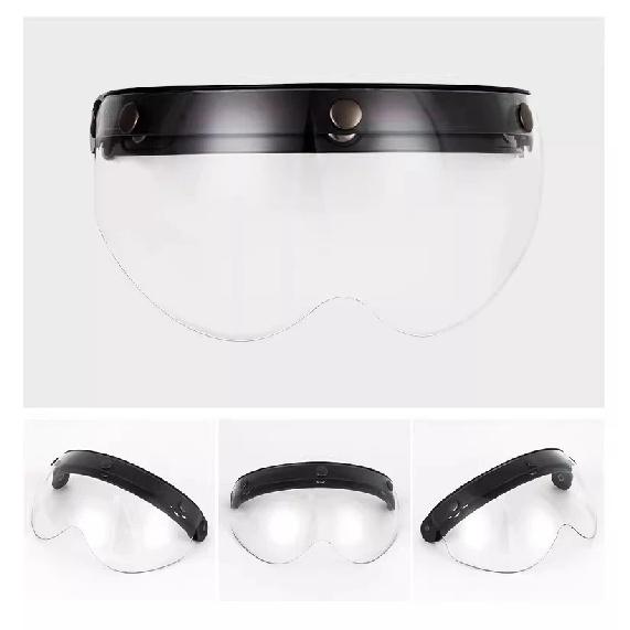 Universeller 3-Druckknopf-Visier für Motorrad-Offenhelm Windschutz Klapp-Auf-Ab-Linse Sonnenbrille Halbkopfhelm Visier Windschutz